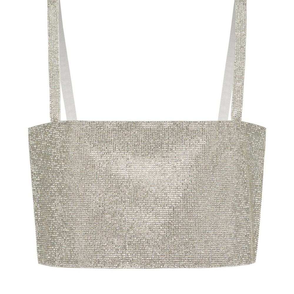 Wildfox Silver Glitter Crop Top